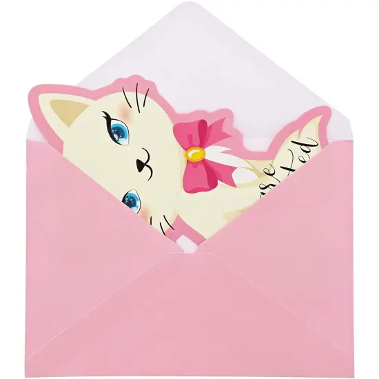 Cat Birthday Party Invitations with Envelopes (5 x 7 in, 36 Pack) Pink {4}