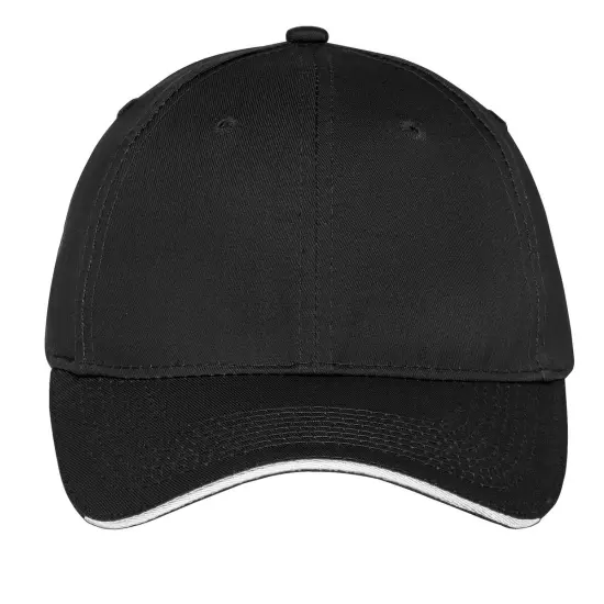 Port & Company&reg; Unstructured Sandwich Bill Cap Black/ White {2}