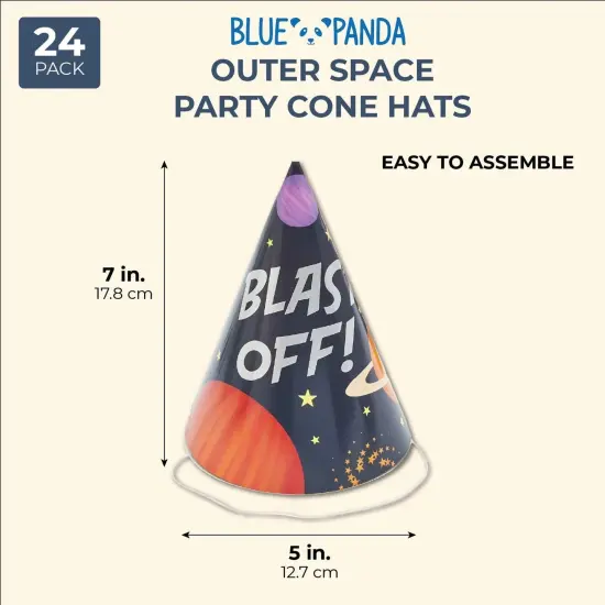 Blast Off Outer Space Birthday Party Hats (24 Pack) Multicolor Black {2}