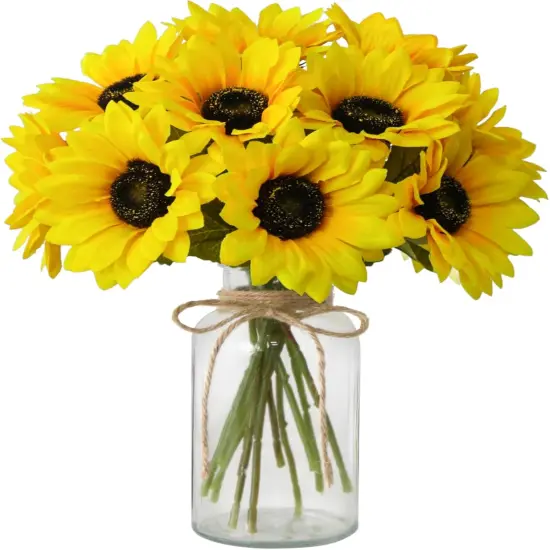 Sunflowers Artificial Flowers with Vase Centerpieces {1}