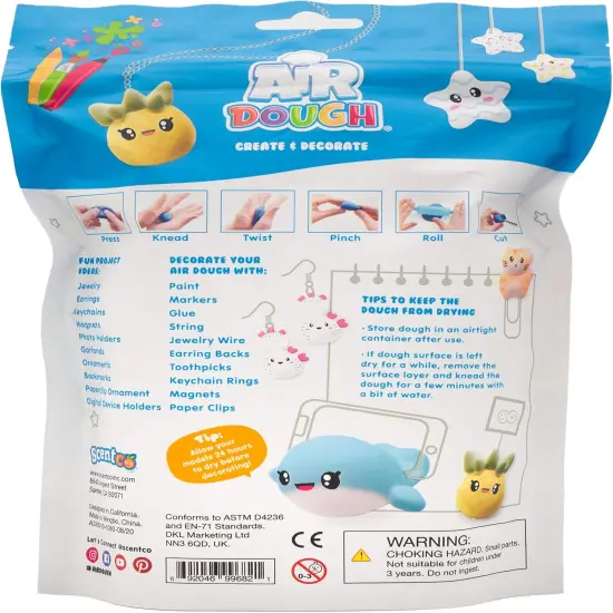 Air Dough - White, Air Dry, Ultra Light, Non-Toxic Modeling Clay in a Resealable Bag Including Tutorial Videos (Educational, Create & Decorate DIY, Kids Gifts, Arts & Crafts for Boys & Girls) {2}
