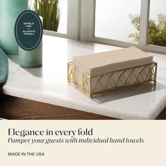 50-Pack Disposable Linen-Feel Champagne Napkins, 12" x 17" Cloth-Like Paper Dinner Napkins For Wedding, Bathroom, Party Or Event {5}