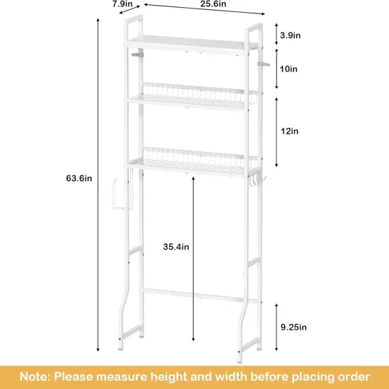 3-Tier Industrial Over-The-Toilet Storage Shelf | Freestanding Bathroom Organizer with Toilet Paper Holder & 4 Hooks | Heavy-Duty Metal Wire Rack, Space-Saving Brown Design {2}