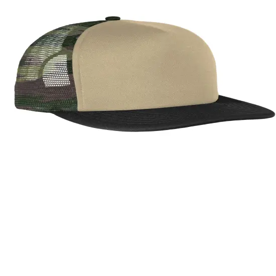 District&reg; Flat Bill Snapback Trucker Cap Military Camo {1}