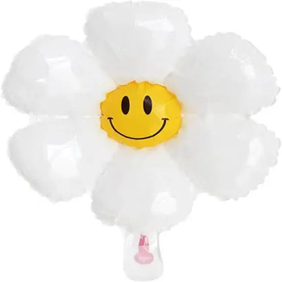 10PCS Daisy Balloons with Smile Face Groovy Party Decorations Boho White Flower Balloon {3}