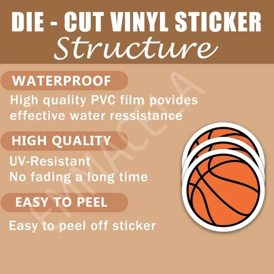 (3Pcs)Basketball Sticker Basketball Decals, Sport Sticker,Gift for Basketball Players, Basketball Fan,Basketball Team&ndash; Waterproof Vinyl Decal for Books Laptop Phones Tumblers Water Bottles {2}