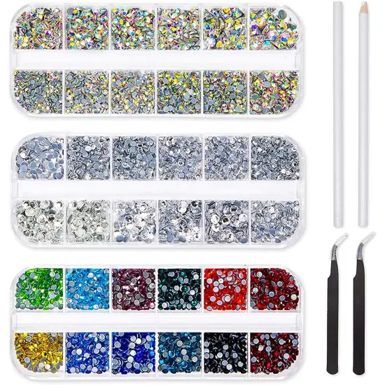 Hotfix Rhinestones Set with Dotting Pen and Tweezers for DIY Crafts (6007 Pieces) Multicolor {1}