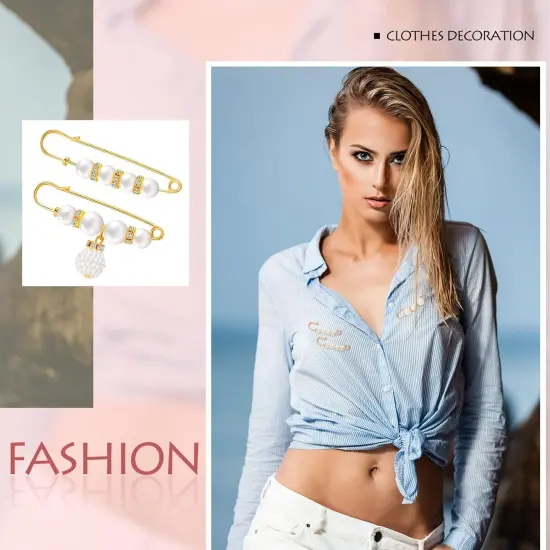 50 Pcs Charms for Socks with Storage Box Brooches and Pins for Women Pearl Brooches Decorative Safety Pin Jewelry Safety Pin for Clothing Dresses Decoration Accessories {5}