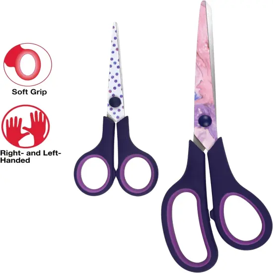 All Purpose Fashion Scissor Set - Sizes 8.5&rdquo; & 5.5&rdquo; Scissors, Sharp Stainless-Steel Blades, Comfort Grip Handles, Sewing & Craft Scissors, 2pc {1}