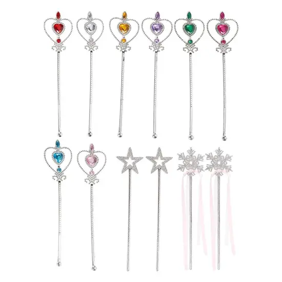 12 Pack Fairy Princess Wand for Girls, Party Favors for Kids, Dress Up Accessories, For Ages 3-14 Multicolor {1}