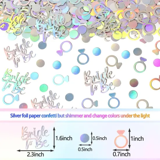 230PC Wedding Confetti Bridal Shower Decorations Bride To Be Ring Confetti Scatters Suitable for Iridescent Themed Bachelorette Engagement Hen Party Decor {4}