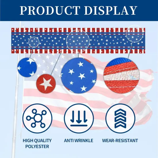 Patriotic Red White Blue Table Runner for Memorial Day, 4th of July, and Veteran's Day, Perfect for Home, Party, Kitchen, Dining Decorations {3}