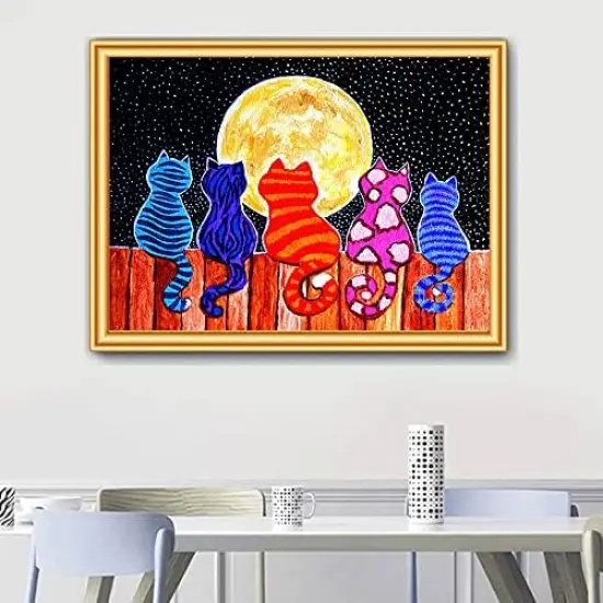 DIY 5D Diamond Painting Colorful Cat, Moon,Art Paintings Full Drill Diamond Painting by Number Kits, Gift for Adults Kids, Children&rsquo;s Room Home Wall Decor. {2}