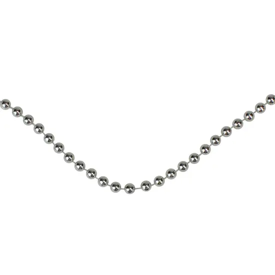 Northlight Shiny Beaded Christmas Garland -15' x .25" - Silver - Unlit {7}