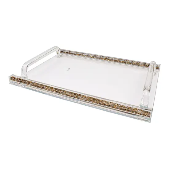 Crystal Glass Tray with Inner Gemstones Silver {4}