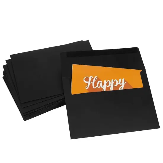 50 Pack Black Envelopes - Bulk Black 5.25x7.25 Envelopes for Invitations, Wedding, Graduation, Birthday, Greeting Cards (A7, Square Flap) {5}