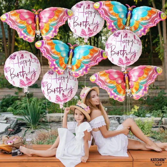 Big, Butterfly Balloons for Birthday Party - 39 Inch, Pack of 8 | Happy Birthday Fairy Balloon | Butterfly Foil Balloons for Butterfly Birthday Decorations | Fairy Party Decorations for Girl {3}