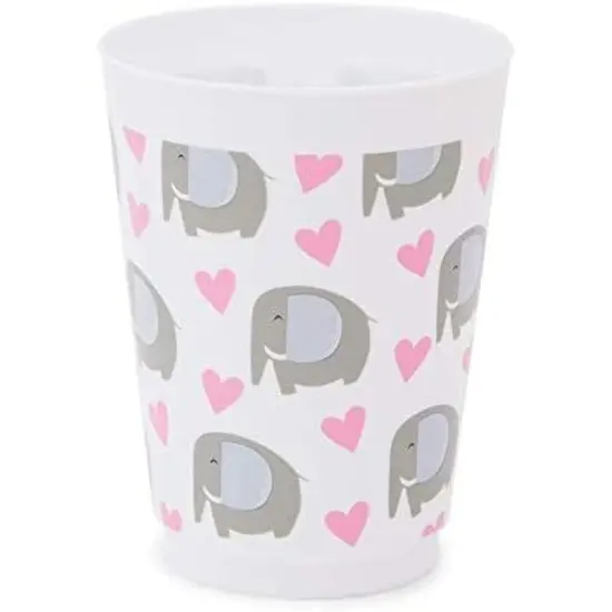 16 oz Plastic Tumbler Cups, Elephant Baby Shower Decorations for Girl (16 Pack) White {7}