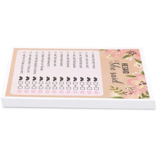 Floral Bridal Shower Games, He Said She Said Guessing Game for Wedding (50 Pack) Pink {6}