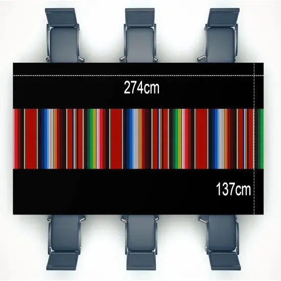 6 Pcs Fiesta Tablecloth 108 x 54 Inch Plastic Tablecover Waterproof Mexican Tablecloth Mexican Striped Table Cover for Taco Night Festive Fiesta Wedding (Black) {2}