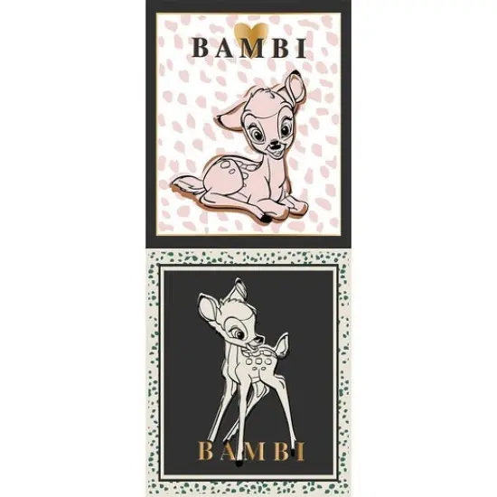 Cute & Wild by Disney - Bambi Half-Panel - Metallic - Cotton Fabric by the Panel {1}