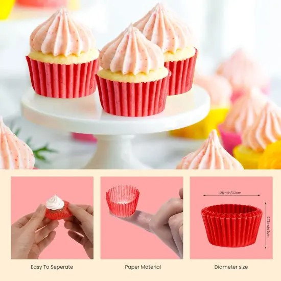 Mini Cupcake Liners 1 Inch Paper Cupcake Wrappers Baking Cups Small Muffin Liners 1000 Pieces Dessert Wrappers for Christmas Festival, Wine Red {4}