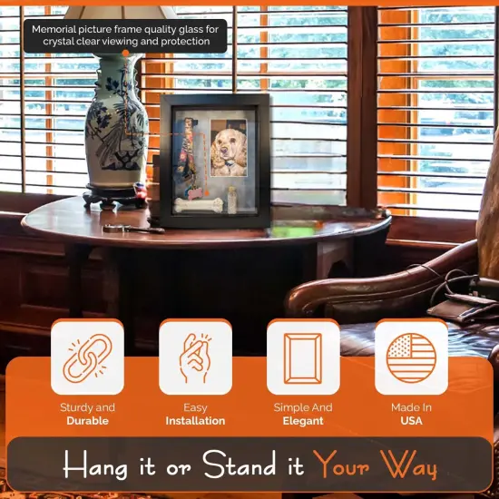 iFrame Pet Memorial Shadow Box and Pets Picture Frame for 4"x6" Photo | Pets Memorial Gifts for Pets Lover | Pet Collar, Pet Ashes Keepsake, Toys & Gift for Someone Who Lost A Pet | Made in USA {11}