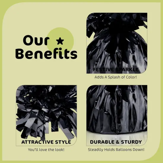 Black Balloon Weights, Heavy Balloon Weight Pack of 12 Metallic Foil Weights for Balloons, Birthday Party & Wedding Table Centerpiece Ballon Weight 4.8&rsquo;&rsquo; DIY Ballon Weights for Helium Balloons {4}