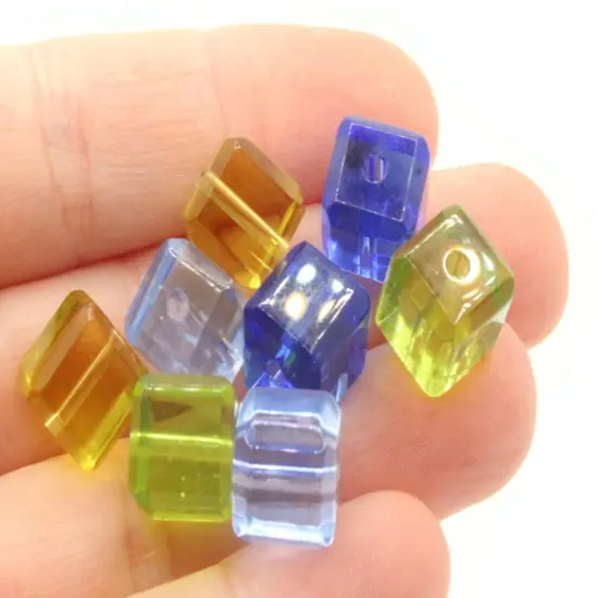 20 10mm Mixed Color Glass Cube Beads {5}