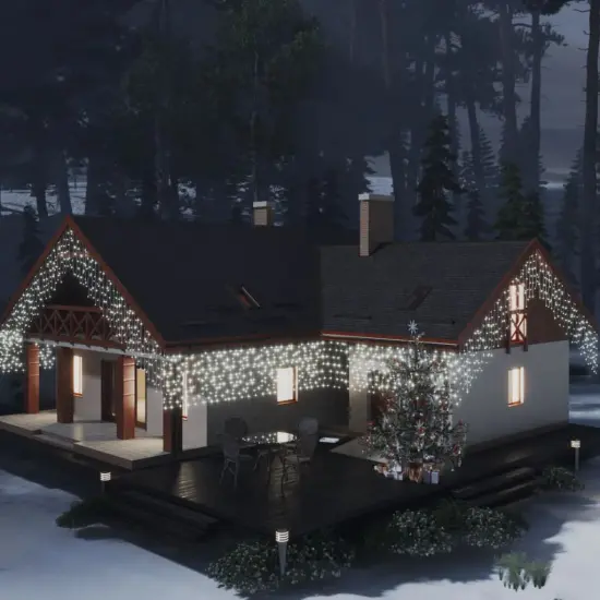 vidaXL Energy-Saving LED Curtain Icicle Lights, 393.7" Long with 400 LEDs, Cold White, 8 Lighting Modes, Waterproof, Suitable for Indoor & Outdoor Use, Comes with USB Connection {1}