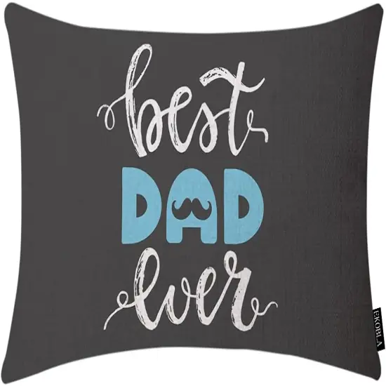 Happy Father's Day Lumbar Pillow Cases Best Dad Ever Mustache Beard Calligraphy Blue Black White Decorative Throw Pillow Cover Rectangle Cushion Covers Cotton Linen 12x20 Inch for Men Women {1}