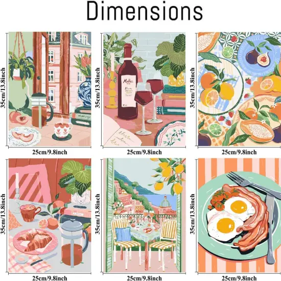 6 Packs Paint by Numbers Kit for Adults,Coffee DIY Acrylic Oil Painting Paint by Numbers Kits on Canvas,Adults Paint by Numbers Kits Drawing Paintwork for Home Decor 9.8x13.8inch {3}