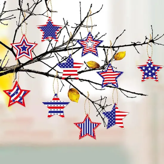 24 Pcs Independence Day Hanging Ornaments Red White Blue Star Ornament {4}