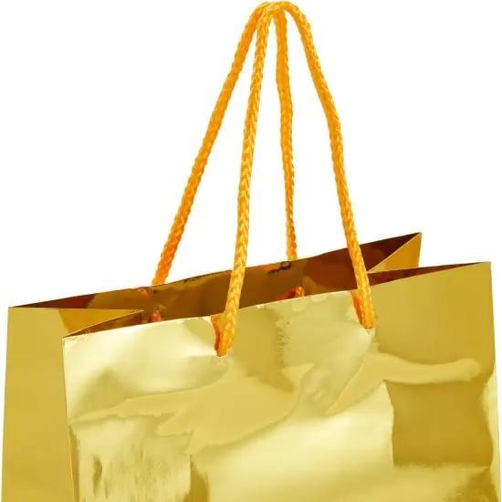 24 Pack Metallic Gold Gift Bags with Handles for Birthday Party Favors {5}