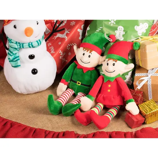 Blue Panda 2 Pack Christmas Elves Plush Toy, Santa Helper Boy and Girl Elf Stuffed Doll for Holiday Decorations, Cute Cuddly Elves Toy for Xmas Season, 12" Multicolor {3}