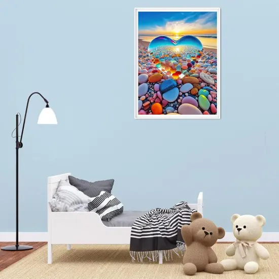 Love Beach Diamond Painting Kits for Adults, 5D DIY Diamond Art Kits for Adults & Beginner, Full Drill Diamond Art Paint with Round Diamonds, DIY Gem Painting Kit for Home Wall Decor 12x16Inch {4}