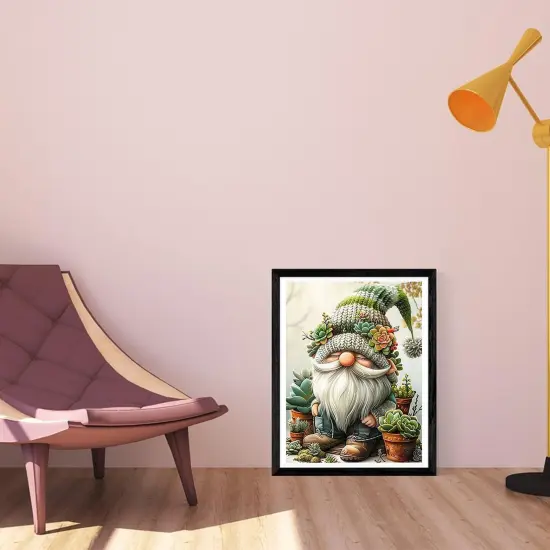 DIY Easy Gnome Paint by Numbers Kit for Adults,Unframed Succulents Gnome Oil Paint by Number Kits for Beginner,Acrylic Painting Kits for Home Wall Decor 16X20 Inch. {4}