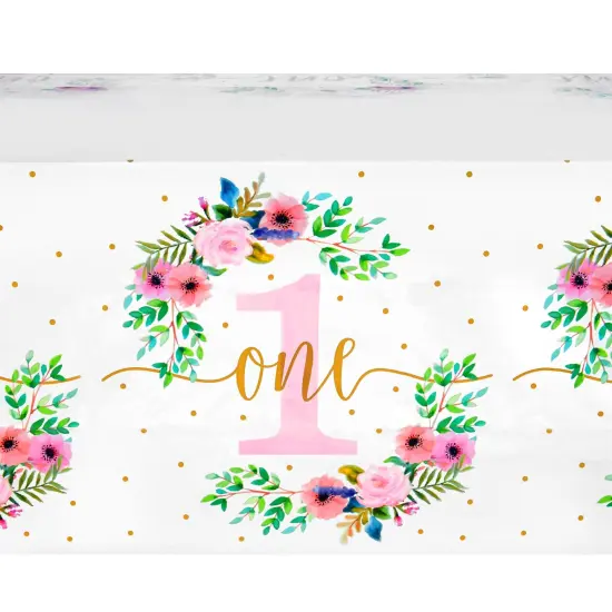 3 Pack Floral Plastic Tablecloth for Baby Girl's 1st Birthday Party Supplies (54 x 108 In) White {6}