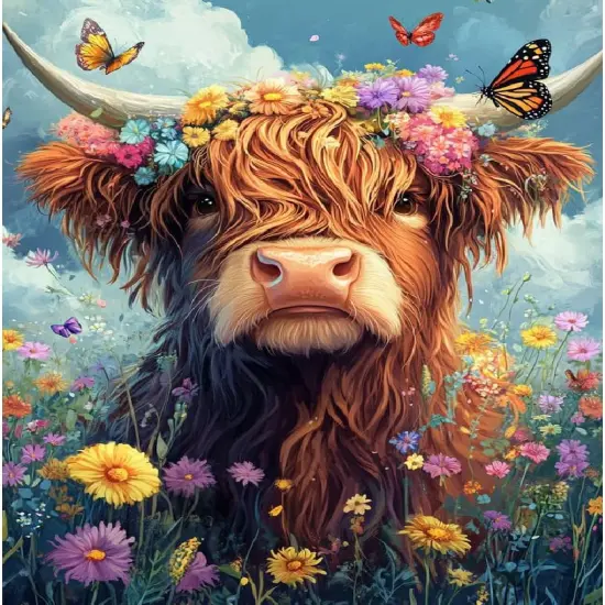 Highland Cow Paint by Numbers Kit for Adults,Cow Painting by Numbers,DIY Acrylic Paint Kit for Adults Without Frame,Easy Adult Paint by Number Kits on Canvas for Decor 16x20inch {1}