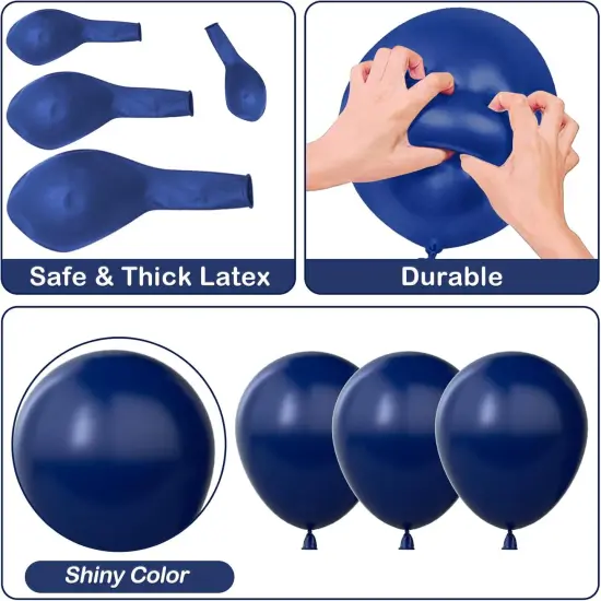 Navy Blue Balloons Latex Party Balloons Different Sizes 100Pcs 18 12 10 5In Blue Balloon Garland Arch Kit With Ribbon Balloon Strip For Birthday Wedding Anniversary Themed Party Decorations {4}