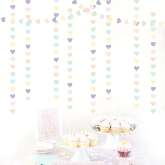 Pastel Rainbow Birthday Party-Decorations Streamers - 52FT Yellow Blue Mint Pink Purple Hanging Heart Garland Banner,Baby Bridal Shower Bachelorette Engagement Backdrop Decor {3}