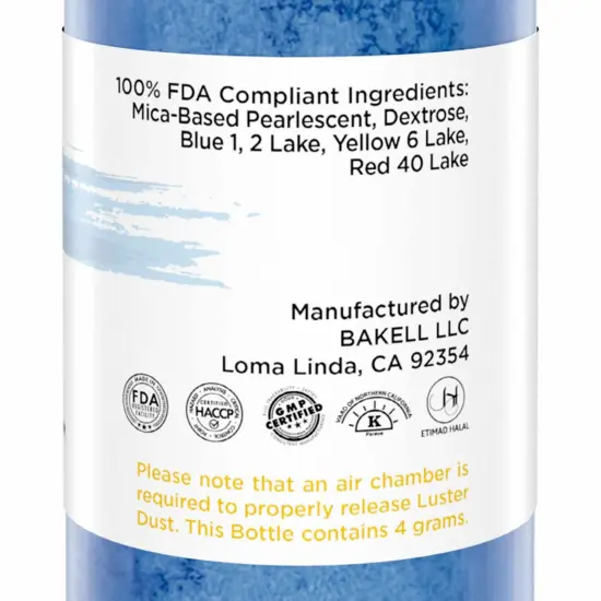 Bakell - Navy Blue Luster Dust (4g, 1x Pump) Edible Vegan Dust & Paint for Baking, Desserts and Beverages {6}