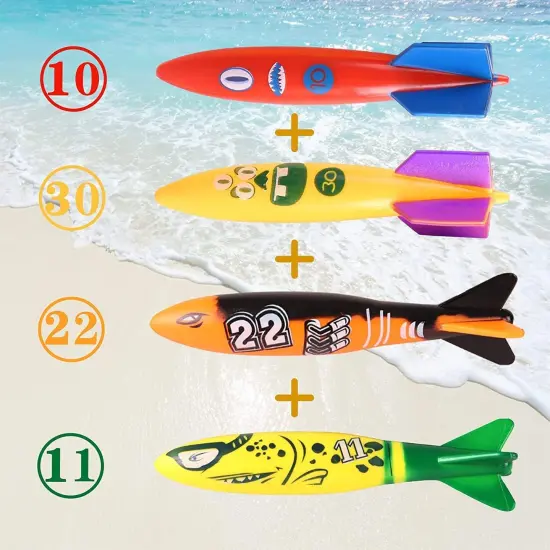 Summer Pool Diving Swimming Toys for Kids, Fun Swim Games Sinking Set, Underwater Dive Gifts with Storage Bag Include Torpedo Gems Shark Rings Sea Animals for Boys Girls Toddlers 20 Packs {3}