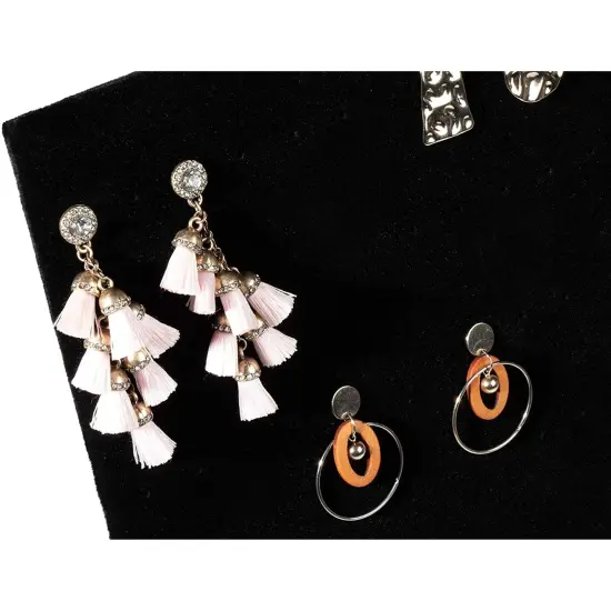 Earring Holder - Velvet L-Shape Earring Display Stand, Organizer, Rack, Board, for Jewelry Studs Accessories Storage, Show, Retail, Shop, Home, Counter Top, 60 Holes, Black, 9.9 x 7.9 x 4 Inches {4}