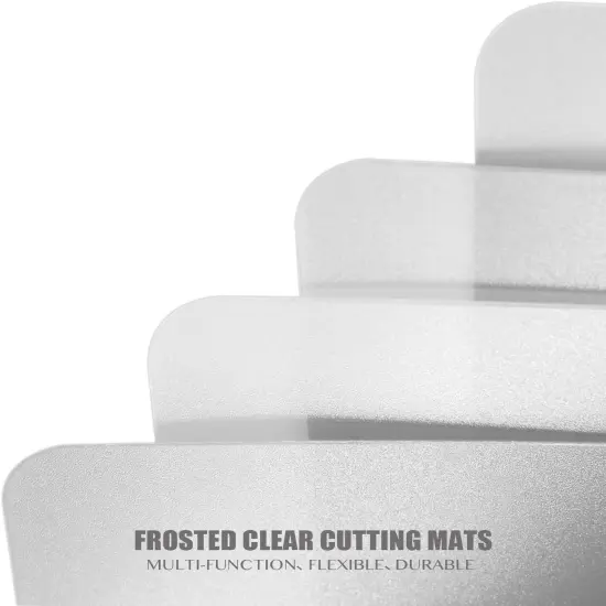 Flexible Plastic Cutting Boards for Kitchen, 4 Frosted Clear Cutting Mats 15 x 12 In, BPA-Free, Non-Porous, and Dishwasher Safe, Set of 4 {5}