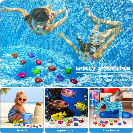 16 Pieces Dive Gem Pool Toys Sinking Dive Crystals Summer Underwater Toys Colorful Jewels Swim Precious Swimming Plastic Gems for Kids Toddlers Bath Water Games(Mixed Style) {4}