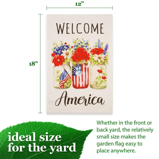G128 Welcome America Mason Jars Garden Flag 12x18 In Double Sided Independence Day Yard Garden Lawn Decoration {4}