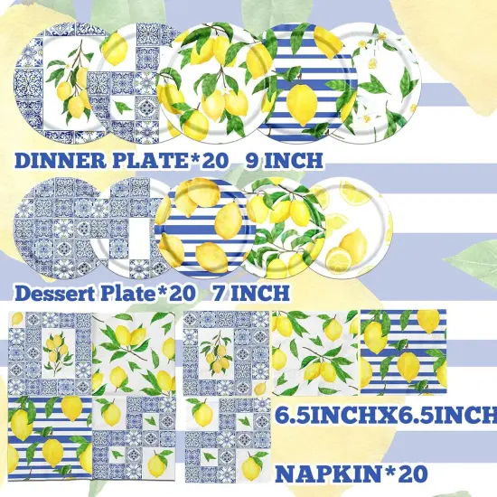 Capri Lemon Party Decorations - Blue Tiles Tableware for Summer Parties {4}