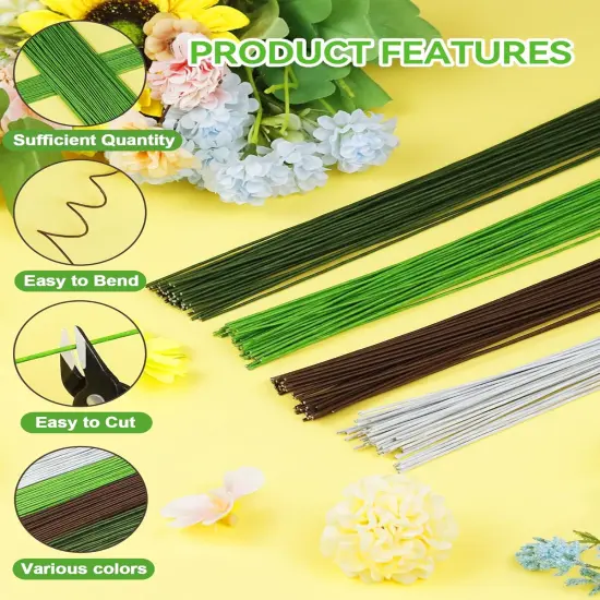 100 PCS 26 Gauge Green Floral Wire Stems for Artificial Flower Making,Florist Wire,Flower Wire for Crafts,Alambre para Flores for Wreaths, Flower Arrangements and DIY Projects {3}