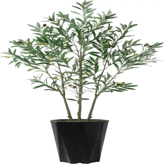 Artificial Olive Tree 5FT - Faux Plant with Black Diamond Planter - Tall Fake Olive Floor Plant Potted - Artificial Silk Tree for Home Office Living Room Decor Indoor {1}